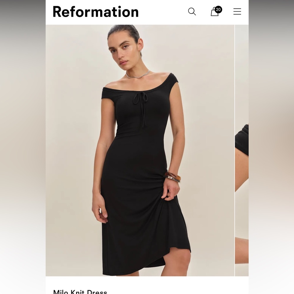 Reformation Milo Knit Dress Black - Size S